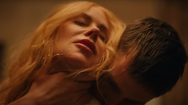 Nicole Kidman and Harris Dickinson as Romy and Samuel in an erotic embrace in Babygirl