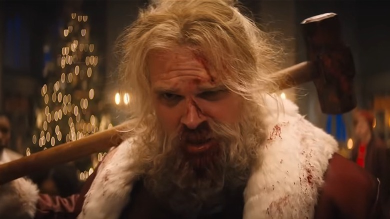 David Harbour bloody Santa sledgehammer