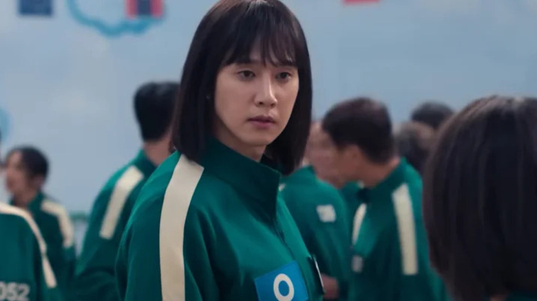 Park Sung-hoon's Cho Hyun-ju looking thoughtful on Squid Game