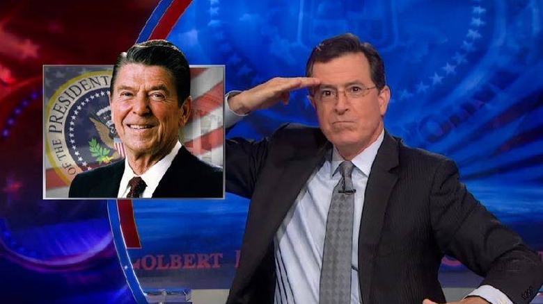 Stephen Colbert salutes Ronald Reagan on The Colbert Report