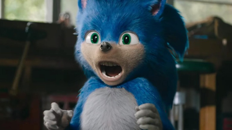 Sonic shocked in Sonic the Hedgehog (2020)