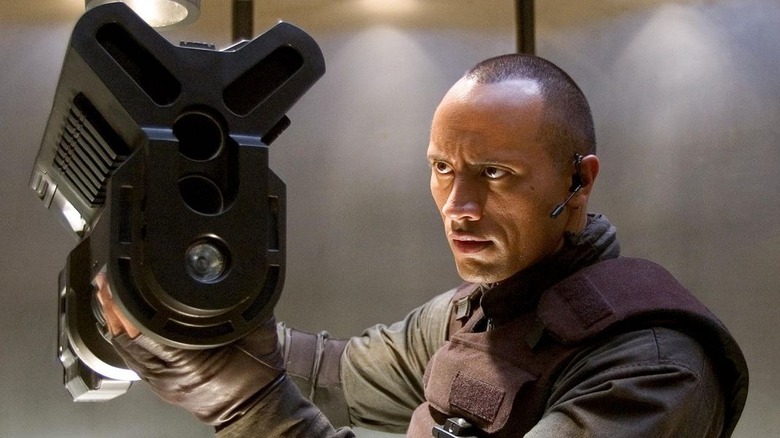 Sarge holding machinery in Doom (2005)