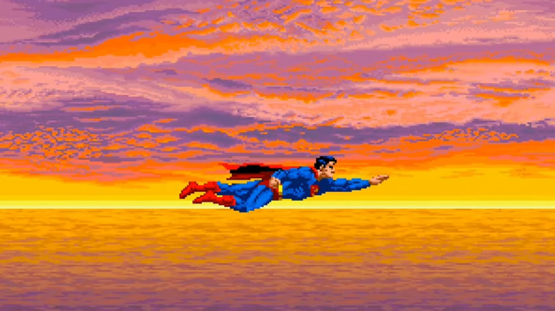 Superman flying over the ocean in Superman (1988)