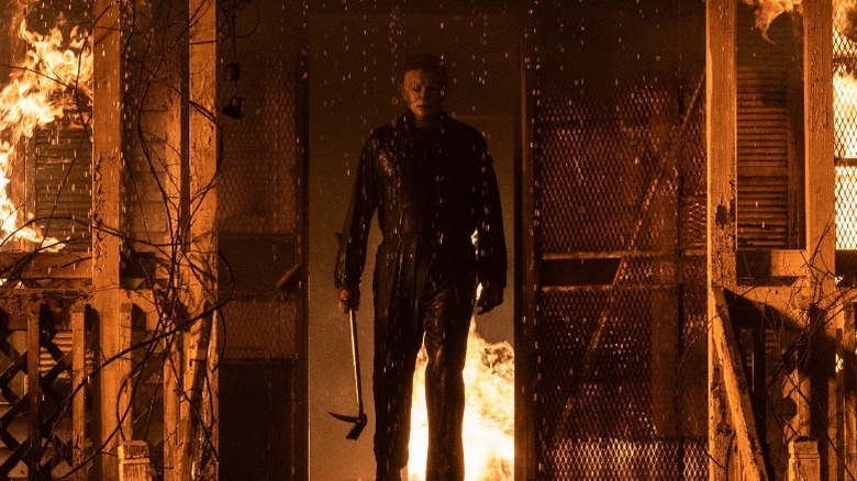 Michael Myers in a doorway in Halloween Kills