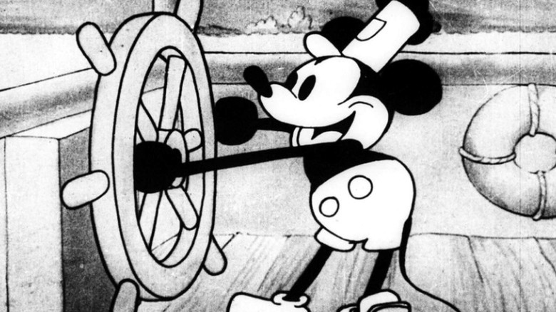 Mickey captains a steamboat.