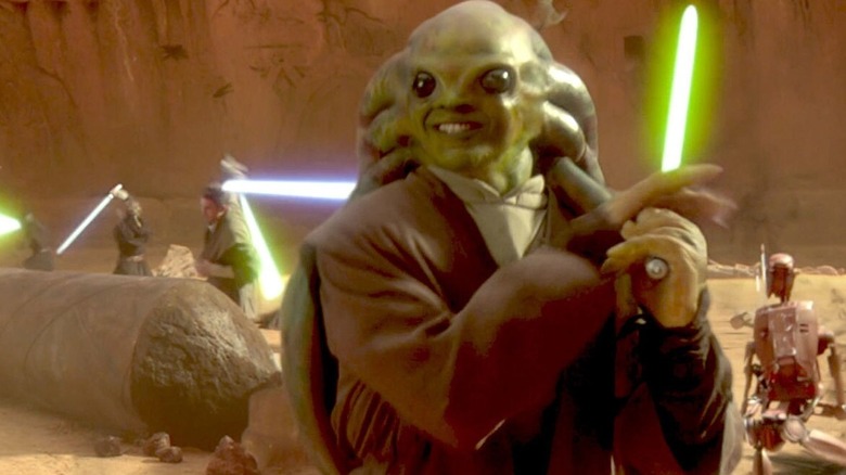 Kit Fisto (Zachariah Jensen) smiling in Star Wars: Episode II - Attack of the Clones