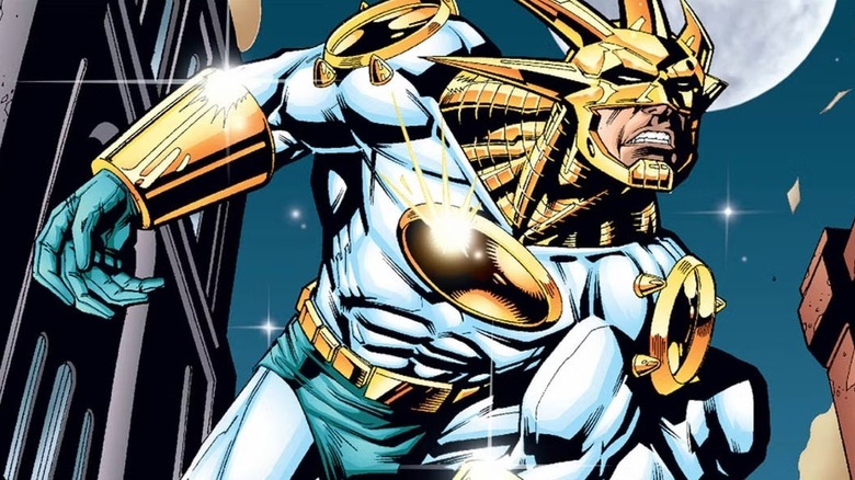 Aztek poses in front of a full moon on the cover of Aztek, the Ultimate Man #1