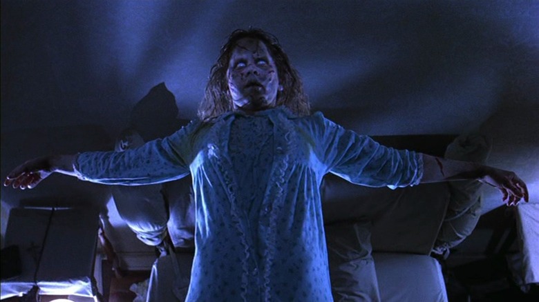 Linda Blair as Regan in The Exorcist, levitating above her bed