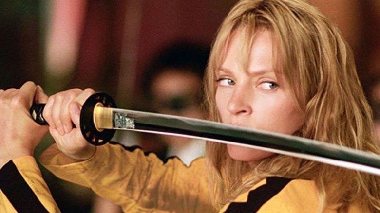 Uma Thurman holding katana