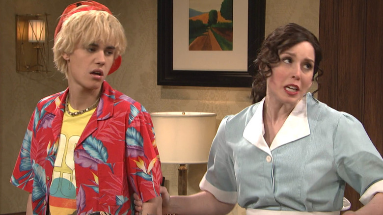 Justin Bieber as a Californian on Saturday Night Live