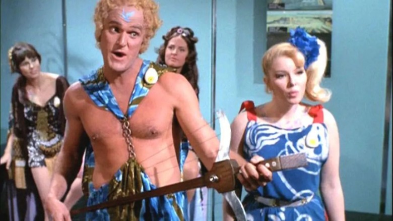 Dorky hippies flash chests and guitars on Star Trek the Original Series