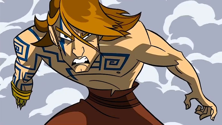 Anakin shirtless covered in tattoos