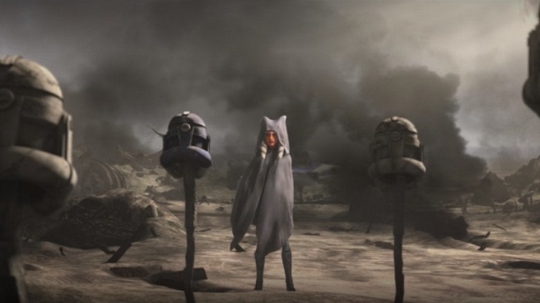 Ahsoka stands amid clone graves