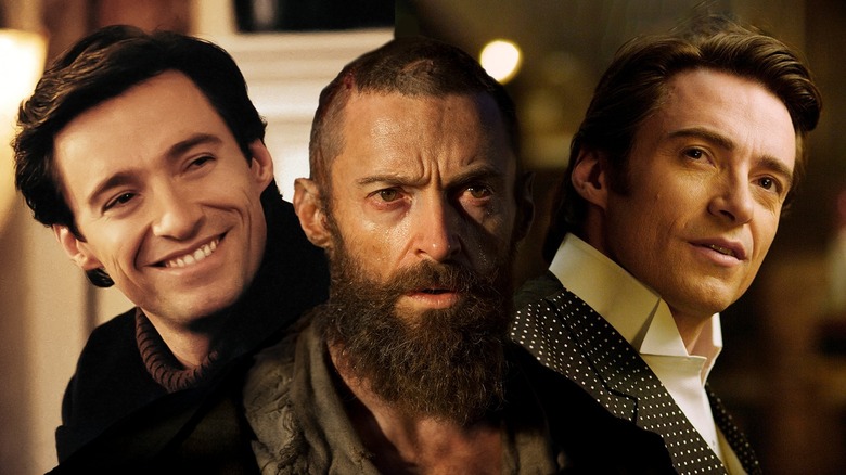 Hugh Jackman as Leopold, Jean Valjean, and Robert Angier