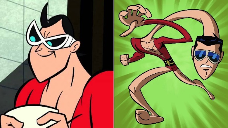 Plastic Man smirking and stretching his neck