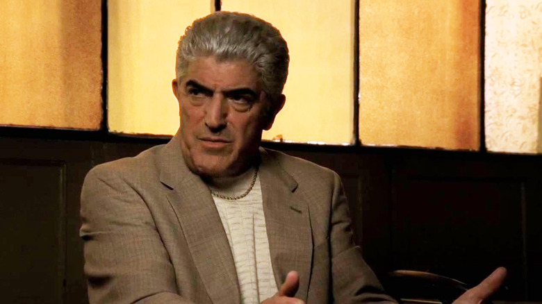 Phil Leotardo (Frank Vincent) looks annoyed in The Sopranos