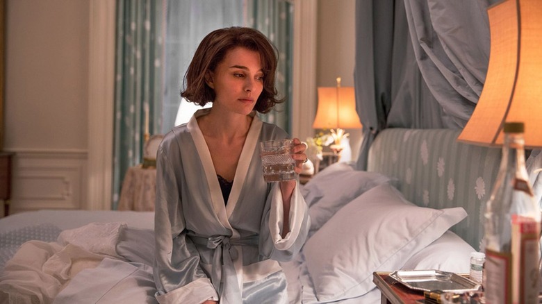 Natalie Portman in "Jackie" drinking water
