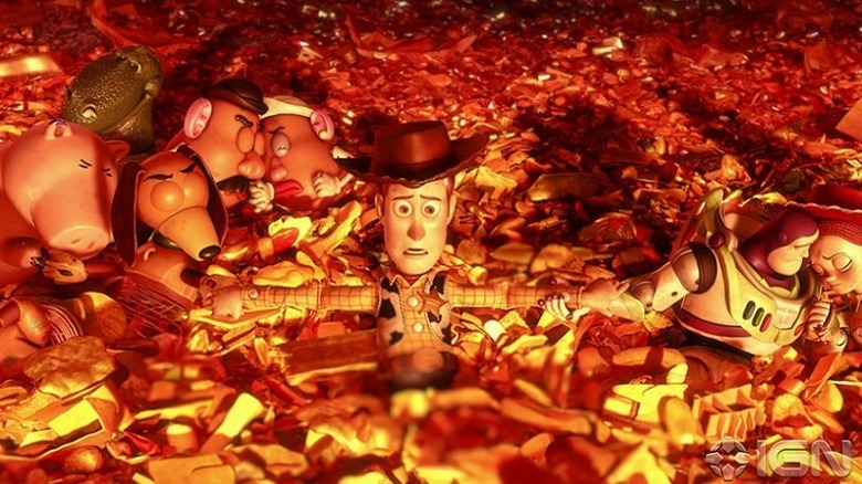 The Toy Story toys in the Incinerator