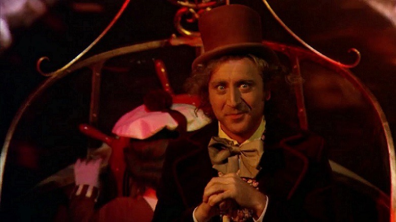 Willy Wonka piloting his boat