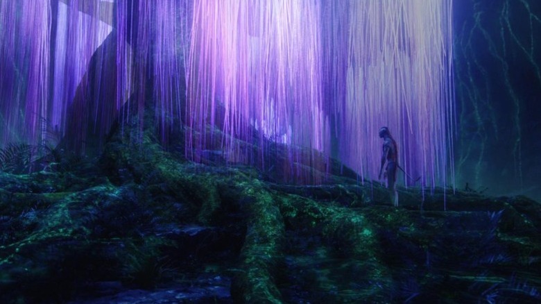 Jake Sully standing before the Tree of Souls in Avatar