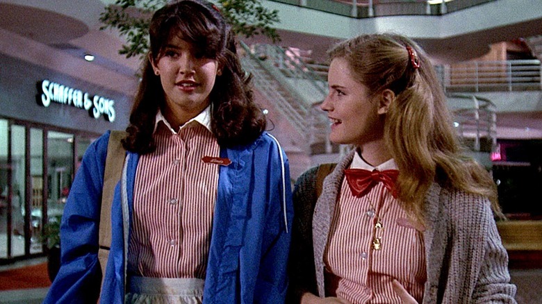 Phoebe Cates and Jennifer Jason Leigh at mall