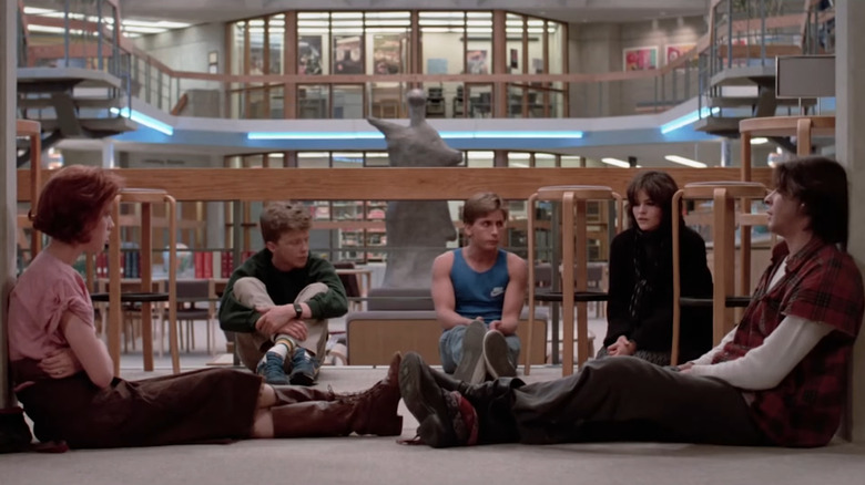The Breakfast Club gang do group therapy in The Breakfast Club
