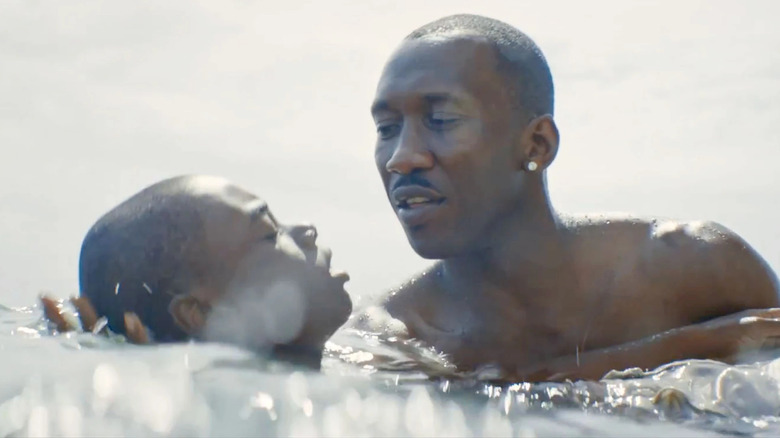 Little (Alex Hibbert) and Juan (Mahershala Ali) swim in Moonlight