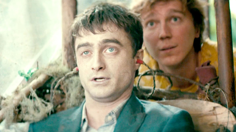 Manny (Daniel Radcliffe) and Hank (Paul Dano) look toward the sky in Swiss Army Man