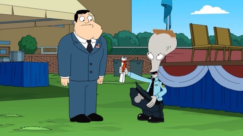 Roger showing Stan his diploma on American Dad!