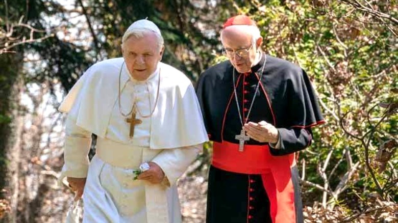 The two popes go for a forested walk