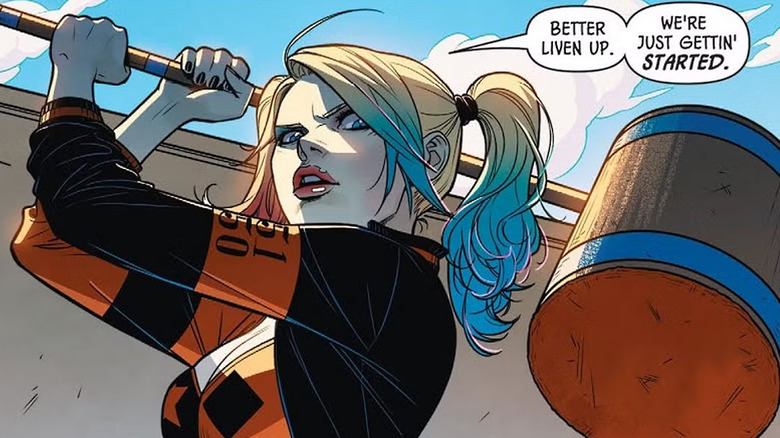 Harley Quinn prepares to swing her mallet in DC Comics