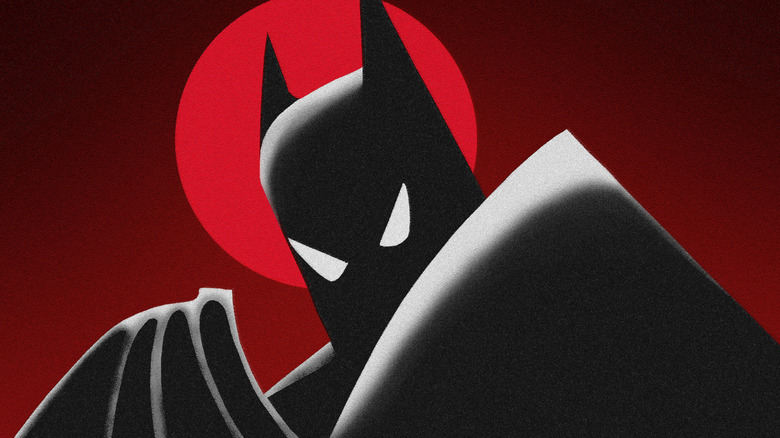 Batman cape silhouette red sun