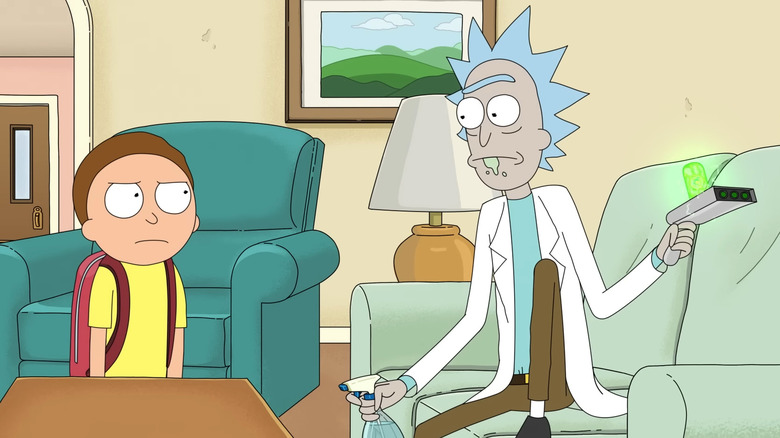 Morty side-eyeing Rick in Rick & Morty