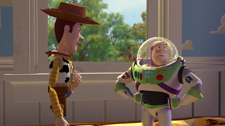 Woody speaking to Buzz Lightyear in Toy Story