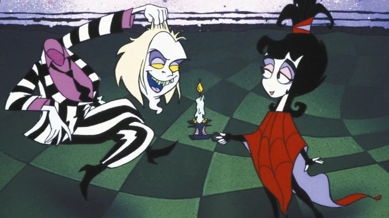 Beetlejuice pulling his head off and showing it to Lydia Deetz in the Beetlejuice animated series