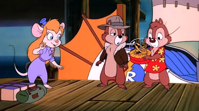 Gadget Hackwrench speaking to Chip and Dale in Chip 'n Dale: Rescue Rangers