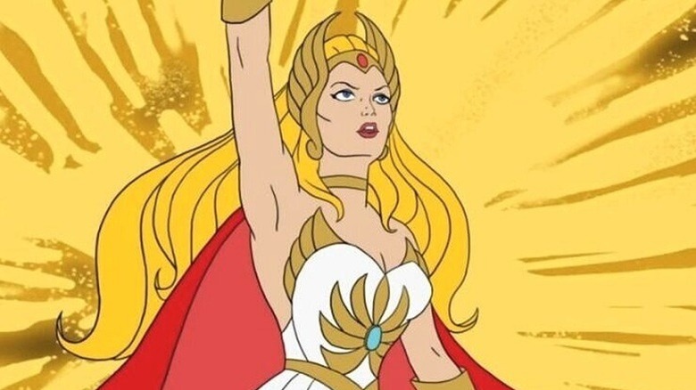 She-Ra holding up the Sword of Protection in She-Ra: Princess of Power
