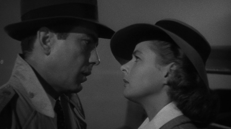 Rick Blaine (Humphrey Bogart) says goodbye to Ilsa Lund (Ingrid Bergman) in Casablanca