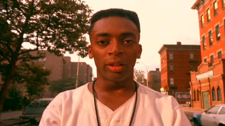 Mookie (Spike Lee) talks to the audience in Do The Right Thing