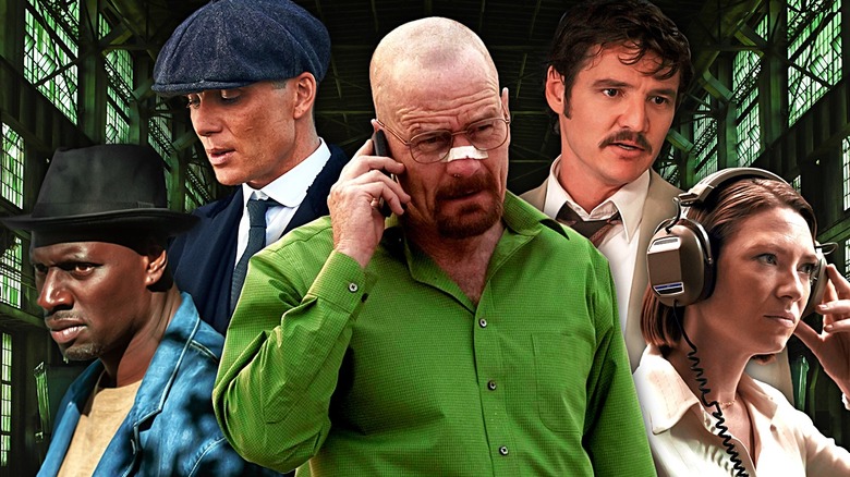 Omar Sy as Assane Diop on Lupin, Cillian Murphy as Thomas Shelby on Peaky Blinders, Bryan Cranston as Walter White on Breaking Bad, Pedro Pascal as Javier Pena on Narcos, Anna Torv as Wendy on Mindhunter