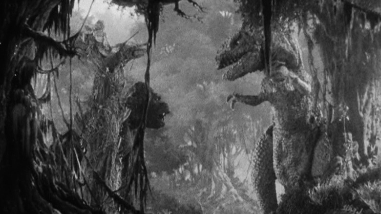 King Kong and t-rex face off
