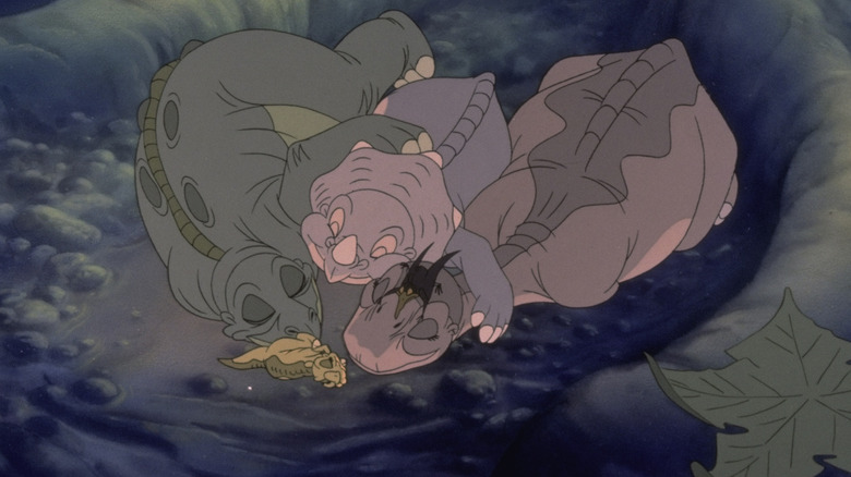 The Land Before Time Little Foot, Spike, Ducky, Petrie and Cera sleeping
