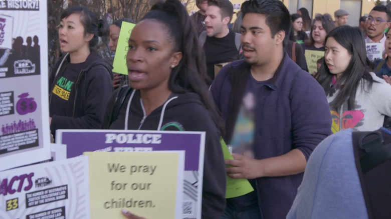Members of Oakland community demonstrate in Homeroom