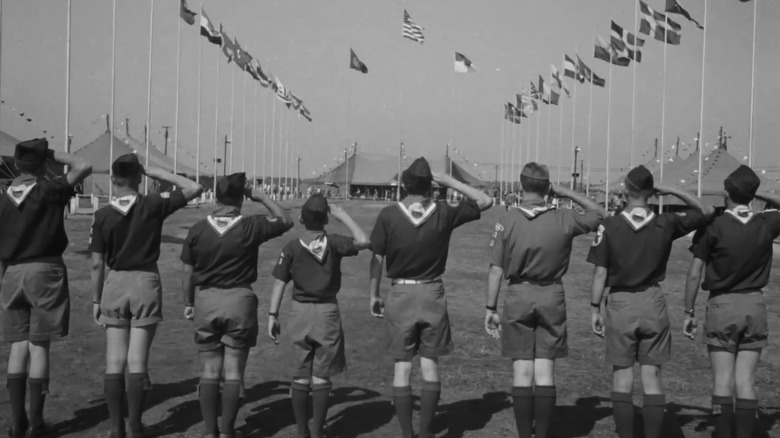 Boy Scouts salute flag in Leave No Trace
