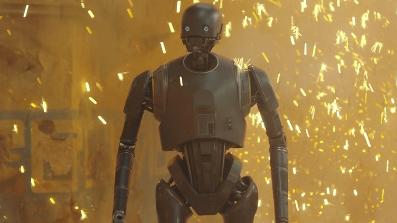 K-2SO walks through a skirmish