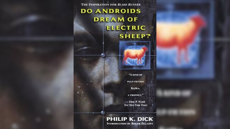 Android with an image of a sheep on the cover of Do Androids Dream of Electric Sheep? by Philip K. Dick