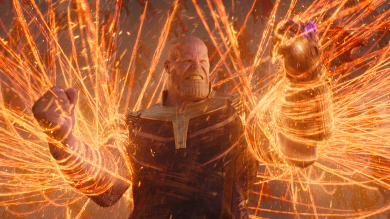 Thanos (Josh Brolin) tied up by Doctor Strange's (Benedict Cumberbatch) magic in Avengers: Infinity War