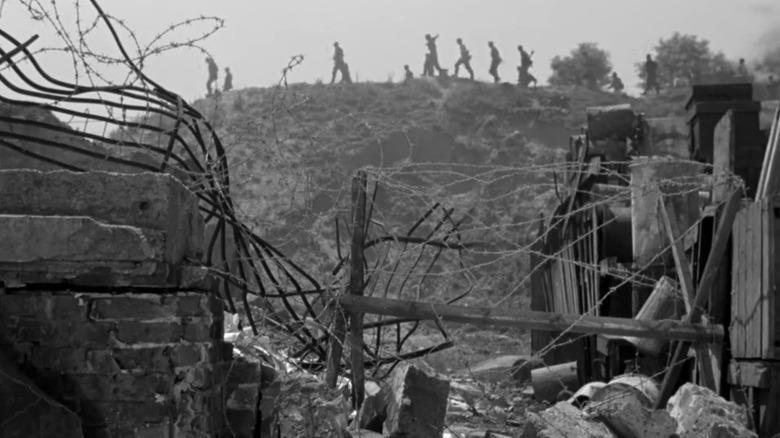 Barbed wire and rubble