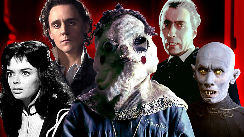 The masked kid from the original The Orphanage (or El Orfanato) in 2007, Tom Hiddleston in Crimson Peak, Reggie Nalder as the monster Kurt Barlow in Salem's Lot, Christopher Lee as Dracula (1958), and Barbara Steele in Black Sunday.