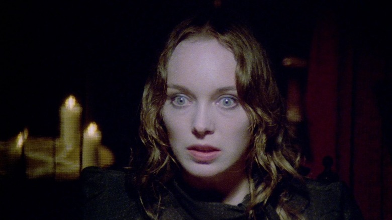 Catriona MacColl as Liza, terrified in The Beyond